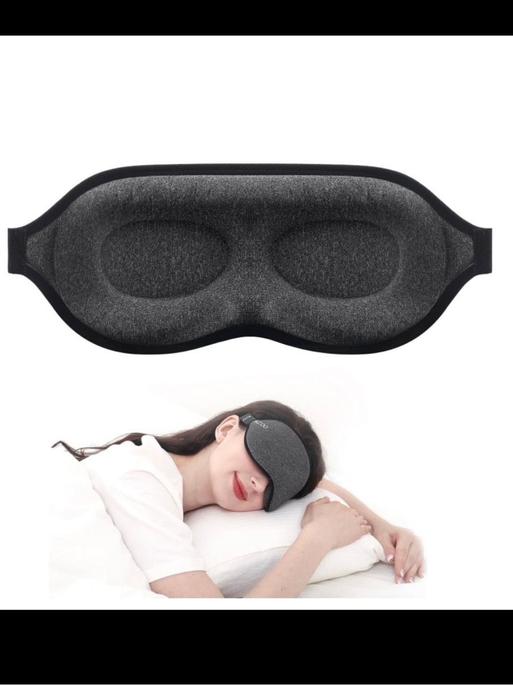 Sleep Mask - 100% Light Blocking for  Side Back Stomach Sleepers GRAY BLACK